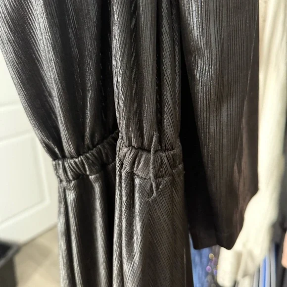 NWT Retrofete Flora Black Maxi Evening Dress Long Sleeve High Slit V-Neck XS - Picture 16 of 16